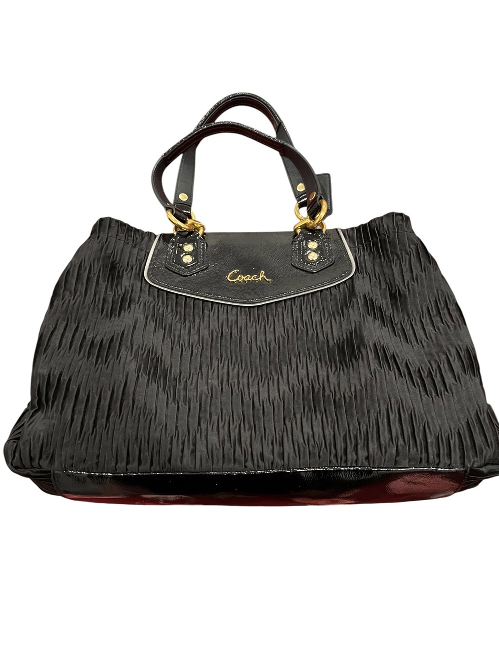Coach Ashley Black Gathered Satin Satchel Bag 2012 NWOT #H1282-F20050 - Picture 11 of 16